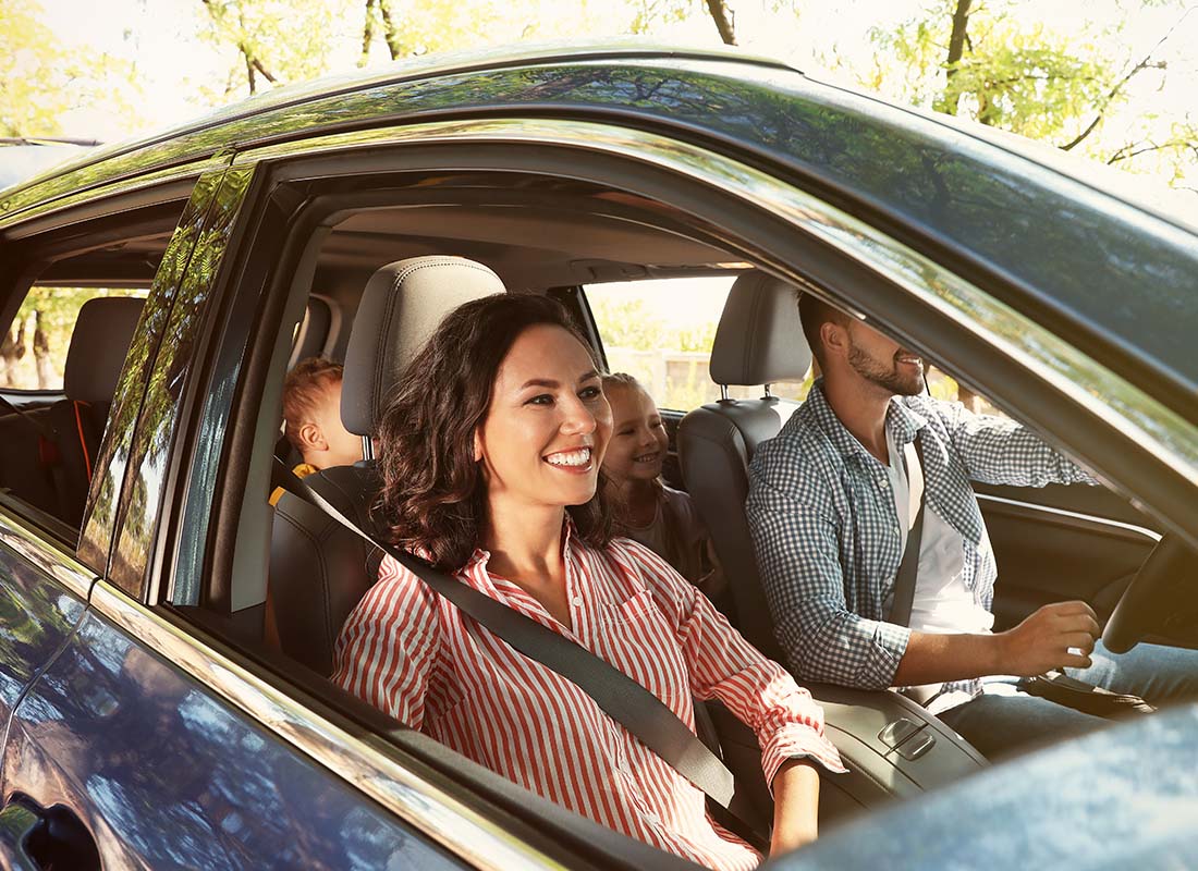 Family in their car